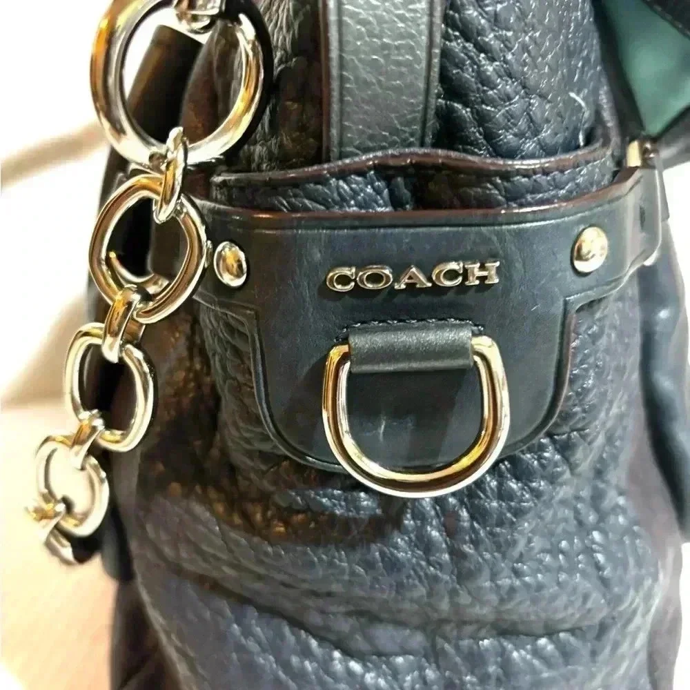 Coach pinnacle Eva lake navy blue leather leather shoulder handbag